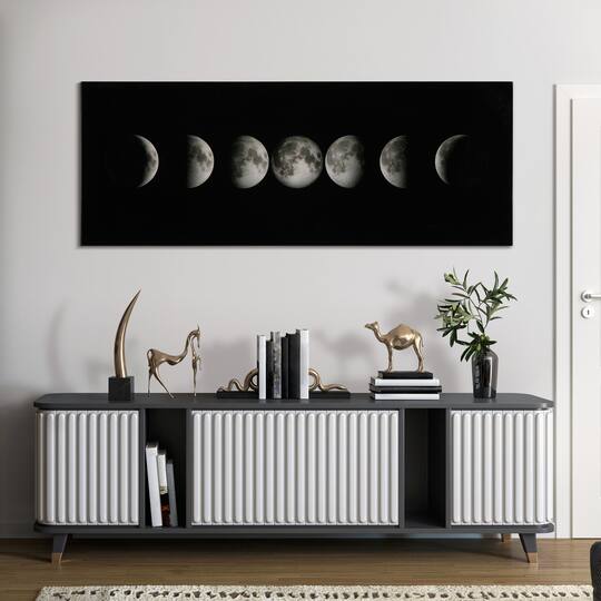 Empire Art Direct Vetro De Arte 63" x 24" Moon Frameless Free Floating Reverse Printed Tempered Glass Wall Art